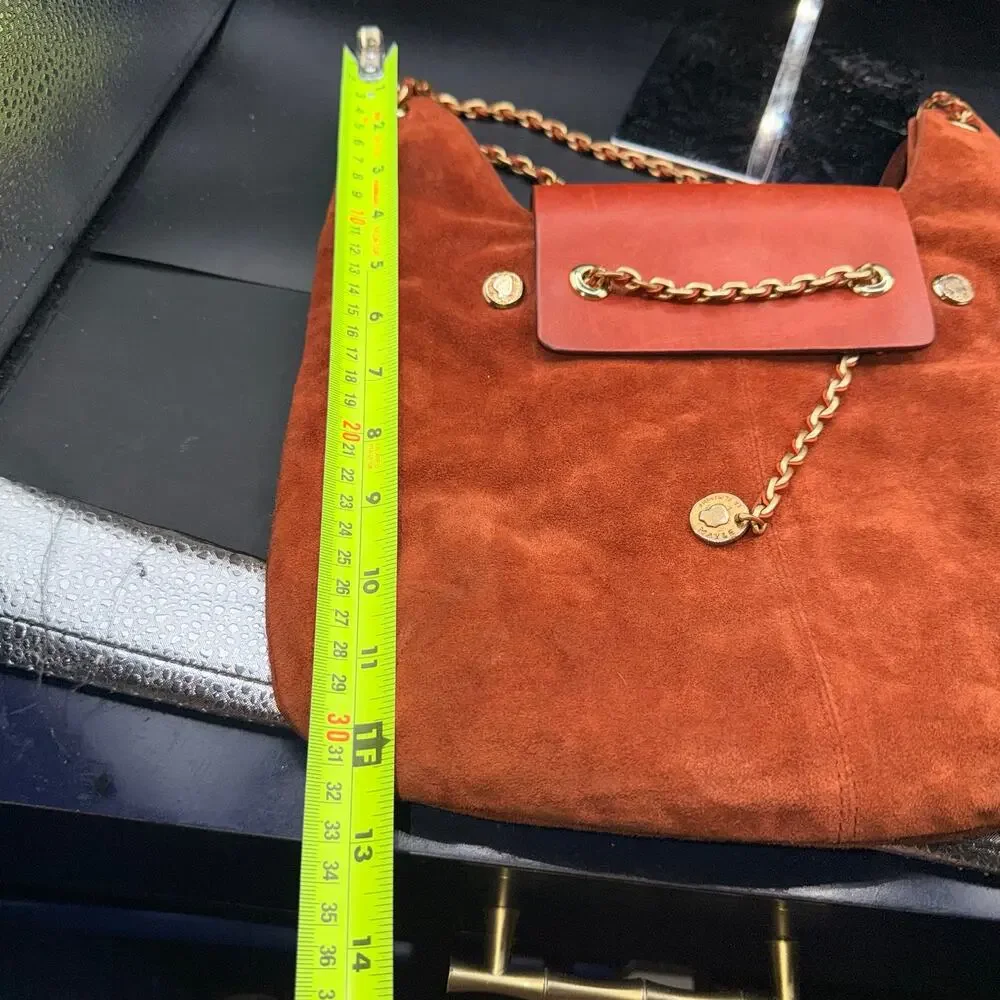 Maison Mayle Jeanne Doro Hobo Bag Marsala Suede Leather Chain Shoulder Rust